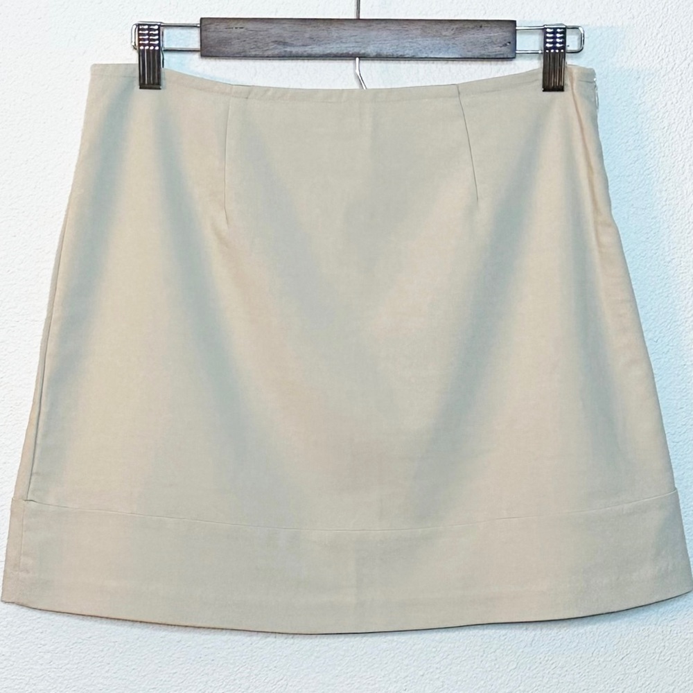 Express World Brand Stretch A-Line Khaki Mini Skirt Size 9/10